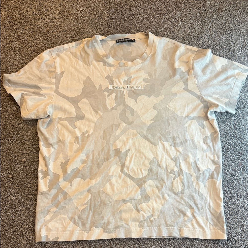 Dolce & Gabbana White & Grey Camouflage T-Shirt size XL / IT 54